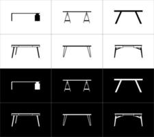 Table icons set. Vector illustration isolated on white and black background.