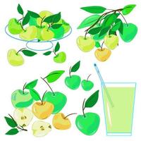 Fresco tropical frutas.a variedad de Fresco frutas y jugos vector ilustración de el vegetariano menú.
