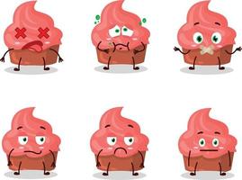 Strawberry cake cartoon character with nope expression vector