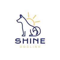 pets dog puppy canine shine sun sunburst minimal modern logo design vector