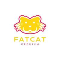 animal pets cat kitten kitty fat face smile mascot colorful logo design vector