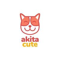animal pets dog canine paw puppy akita cute mascot smile head colorful logo design vector