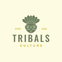 máscara tribu cultura tradicional rural interior étnico mascota dibujos animados vistoso hipster logo diseño vector