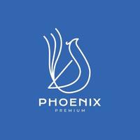 bird long tail phoenix line art minimal modern logo design vector