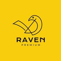 raven crows bird geometric line minimal modern logo design vector