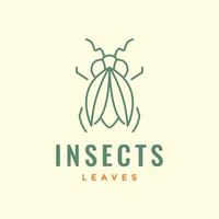 insect fly leaves leaf minimalist simple line logo design vector