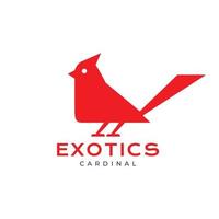 exotic bird cardinal red modern shape clean logo design vector