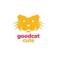 animal pets cat kitten kitty fat face smile mascot colorful logo design vector