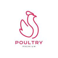 poultry chicken hen meat egg unique modern line art logo design vector