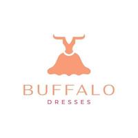 búfalo cabeza con cuernos con mujer vestir femenino logo diseño vector
