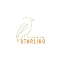 starling bird line modern logo design vector