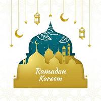 Ramadán kareem antecedentes en papel cortar estilo vector