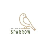 bird sparrow perched branch line modern minimal logo design vector