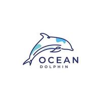 ocean sea fish dolphin beauty line art modern abstract colorful logo design vector