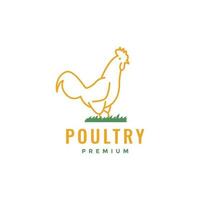 poultry grass chicken rooster line art modern simple logo design vector