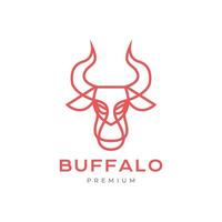 face strong horned buffalo cattle livestock line modern minimal logo design vector