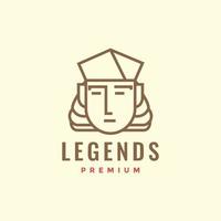 leyenda antiguo personas noble cara mascota logo diseño vector