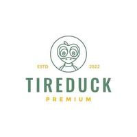 animal poultry duck tired lazy mascot cartoon minimal logo design vector