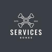 cross bones gear services line minimal logo design vector