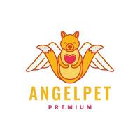 mascotas perro perrito canino alas ángel amor vistoso mascota linda sonrisa logo diseño vector