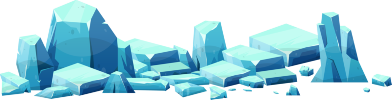 Blue ice crystal in cartoon style png