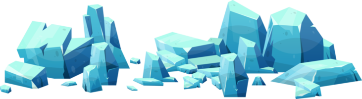 Blue ice crystal in cartoon style png