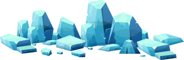 Blue ice crystal in cartoon style png