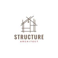 construction minimalist home house architect structure modern line logo design vector