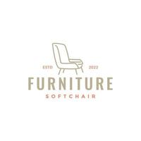 suave silla comodidad sofá madera mueble interior línea minimalista moderno logo diseño vector