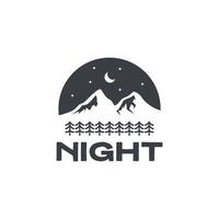 night panoramic view forest park trees mountain space crescent logo design vector