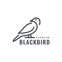 black bird perched modern minimal geometric line logo design vector