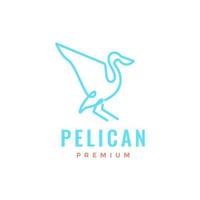 flying bird pelican hunt fish lake line art minimal modern logo design vector