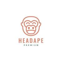 head primate ape monkey face mascot smile cute line simple logo design vector