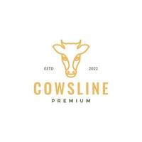 cows head animal cattle livestock beef milk line art minimal logo design vector