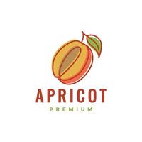 fresh fruit apricot line art colorful abstract logo design vector