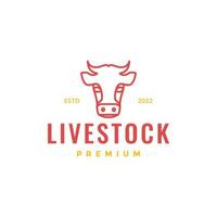 head cow cattle livestock beef milk line art minimal logo design vector