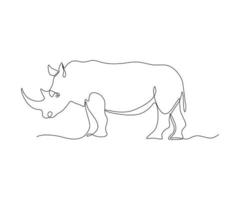 abstract Rhinoceros Continuous One Line Drawing vector