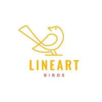 bird long tail magpie simple line art minimalist logo design vector