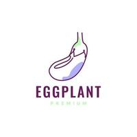 fresh vegetable eggplant purple simple line art modern logo design vector