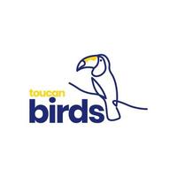 bird perched branch toucan big beak abstract line minimal logo design vector