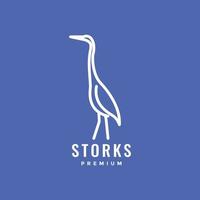 walking bird lake stork beauty long neck minimal logo design vector