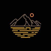 al aire libre montaña agua lago mar puesta de sol línea moderno mínimo logo diseño vector