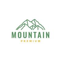 excursionismo montaña alto colina pico línea mínimo moderno logo diseño vector