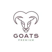 animal cattle livestock head goat rounded horn lamb line logo design vector