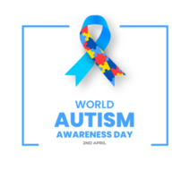 World autism awareness day color frame with typography design template . World autism day colorful text design banner. design of autism. autism Health care Medical flat Text of April 02 png