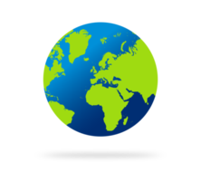 terra globo com verde e azul cor. mundo globo. mundo mapa dentro globo forma. terra globos plano estilo. png