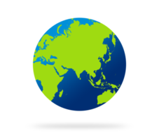 tierra globo con verde y azul color. mundo globo. mundo mapa en globo forma. tierra globos plano estilo. png
