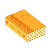 Hand drawn book with bright yellow cover in retro style isolated on white background. vector