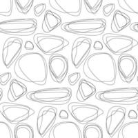 A pattern of drawn circles with lots of lines. Hand-drawn doodle shapes. Spots and strokes. Modern trendy vector background. Printing on textiles and paper. Abstract packaging. Black and white pattern