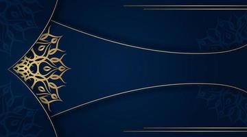 Blue background with golden mandala ornament vector